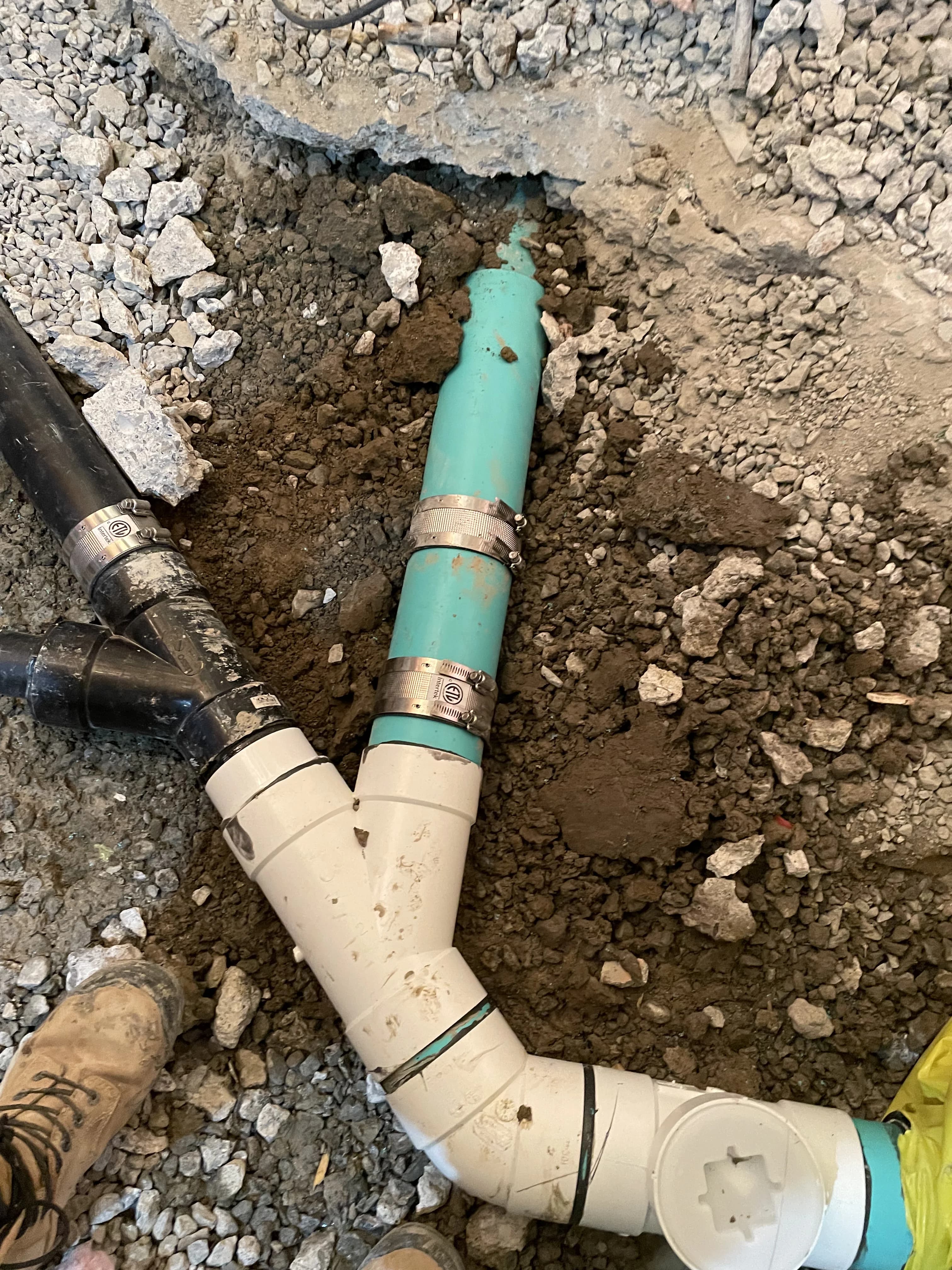 Sewer line access and repair near a main line clean-out in Ajax
